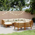 vidaXL 10-tlg. Garten-Lounge-Set mit Creme Kissen Massivholz Akazie