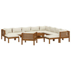 vidaXL 12-tlg. Garten-Lounge-Set mit Creme Kissen Massivholz Akazie