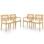 vidaXL Batavia-Stühle 4 Stk. mit Kissen Massivholz Teak