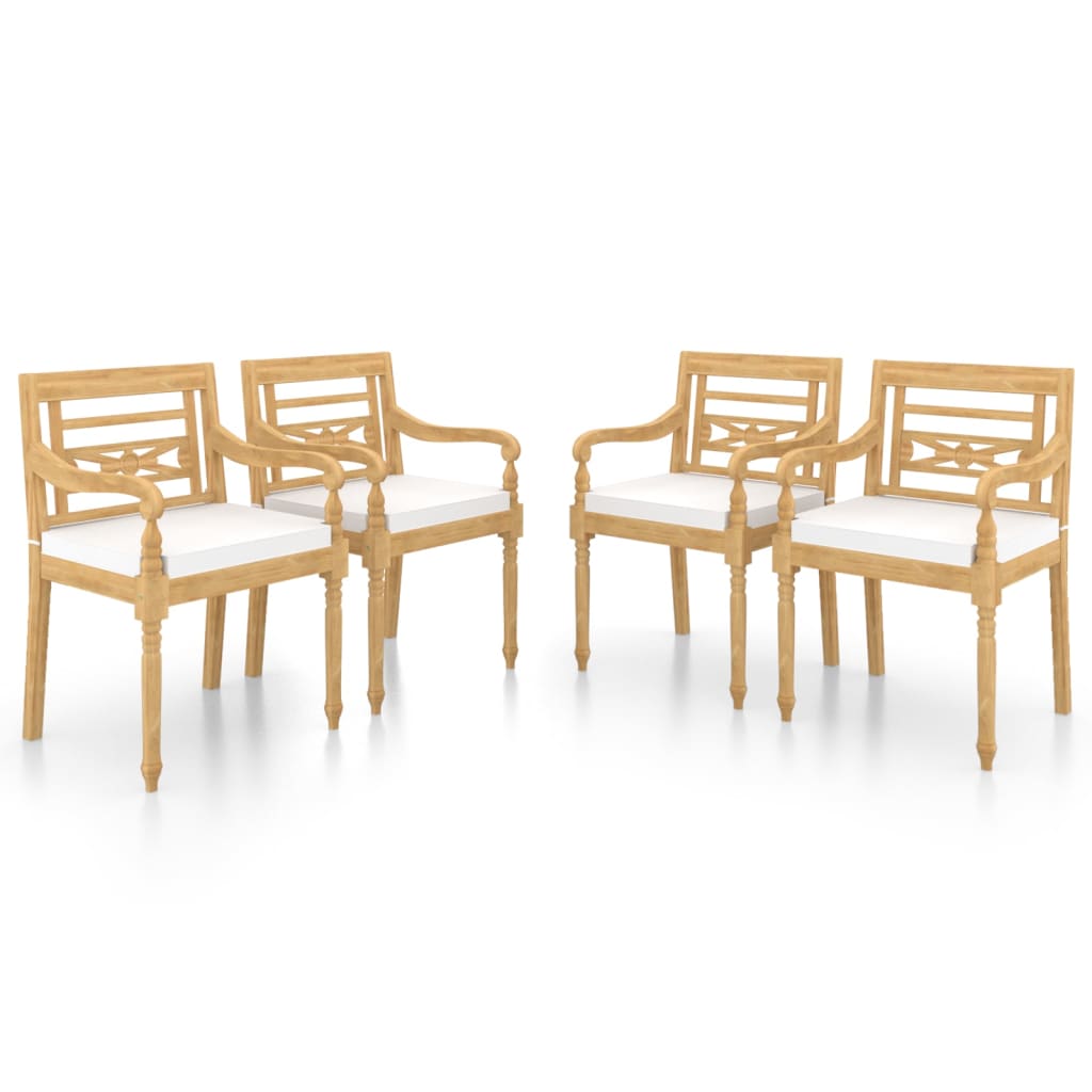 vidaXL Batavia-Stühle 4 Stk. mit Kissen Massivholz Teak