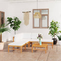vidaXL 6-tlg. Garten-Lounge-Set mit Creme Kissen Massivholz Teak