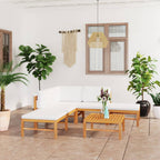vidaXL 6-tlg. Garten-Lounge-Set mit Creme Kissen Massivholz Teak