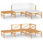 vidaXL 4-tlg. Garten-Lounge-Set mit Creme Kissen Massivholz Teak