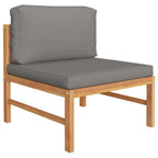vidaXL 4-tlg. Garten-Lounge-Set mit Grauen Kissen Massivholz Teak
