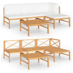 vidaXL 5-tlg. Garten-Lounge-Set mit Creme Kissen Massivholz Teak