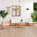 vidaXL 7-tlg. Garten-Lounge-Set mit Creme Kissen Massivholz Teak