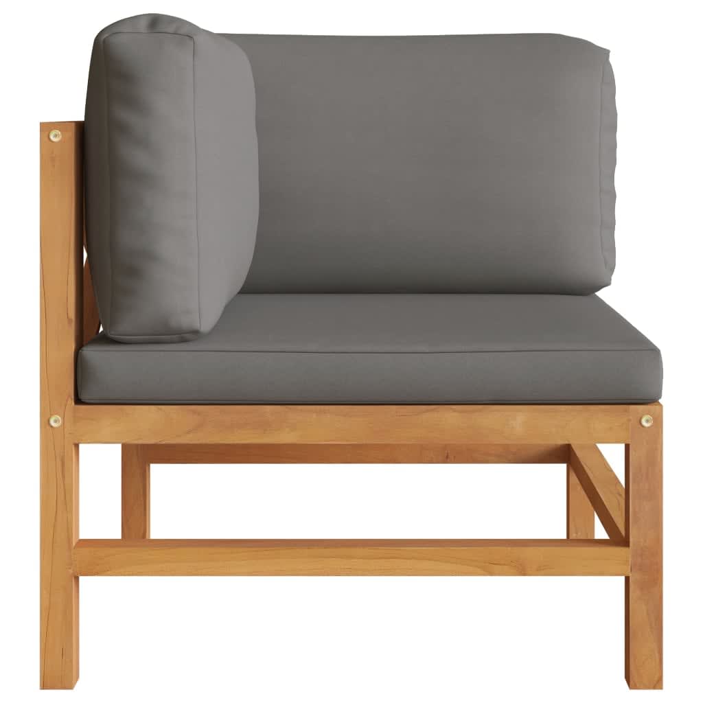 vidaXL 2-Sitzer-Gartensofa mit Grauen Kissen Massivholz Teak