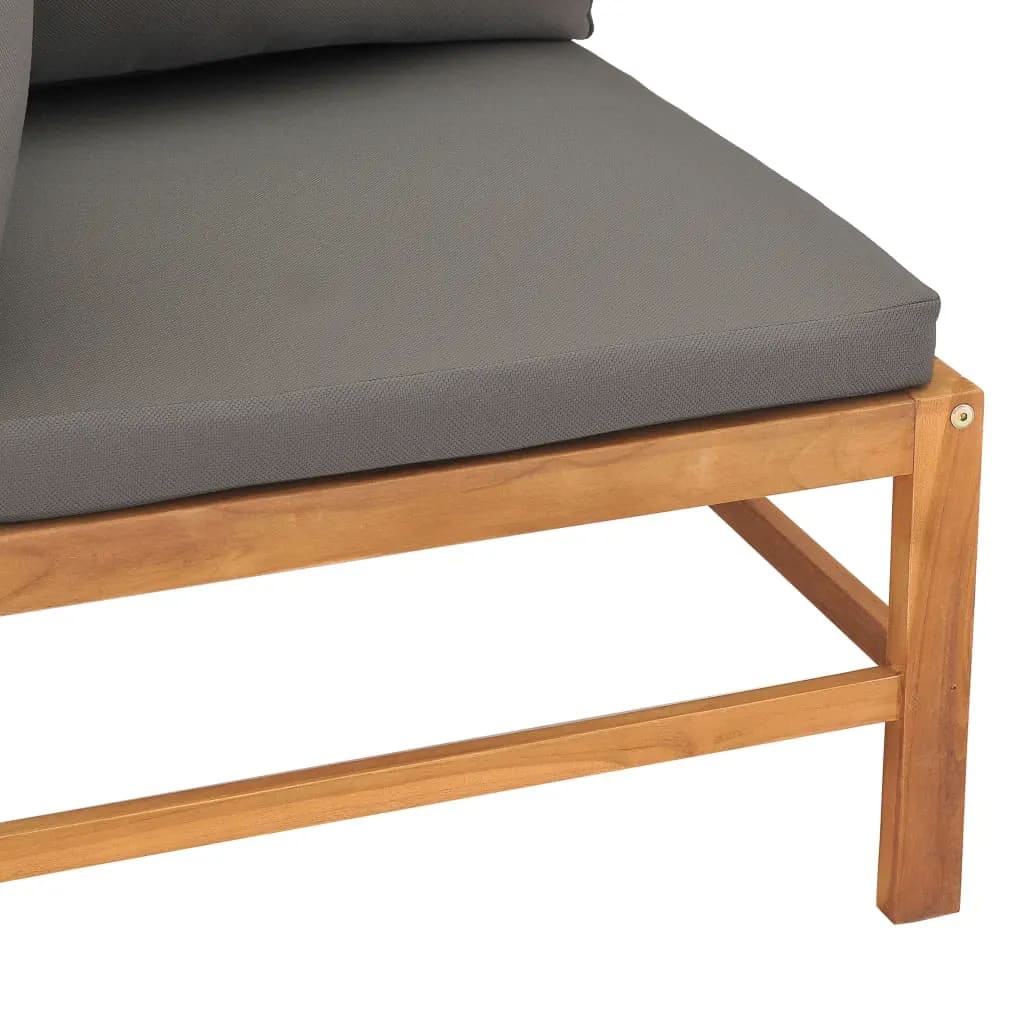 vidaXL 2-Sitzer-Gartensofa mit Grauen Kissen Massivholz Teak