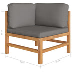 vidaXL 2-Sitzer-Gartensofa mit Grauen Kissen Massivholz Teak