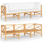 vidaXL 3-Sitzer-Gartensofa mit Creme Kissen Massivholz Teak