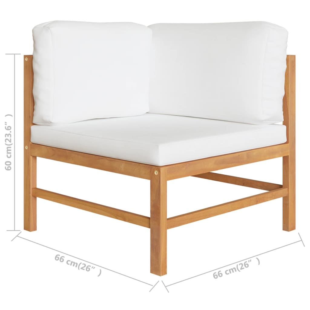 vidaXL 3-Sitzer-Gartensofa mit Creme Kissen Massivholz Teak