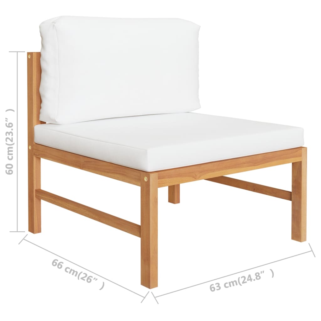 vidaXL 3-Sitzer-Gartensofa mit Creme Kissen Massivholz Teak