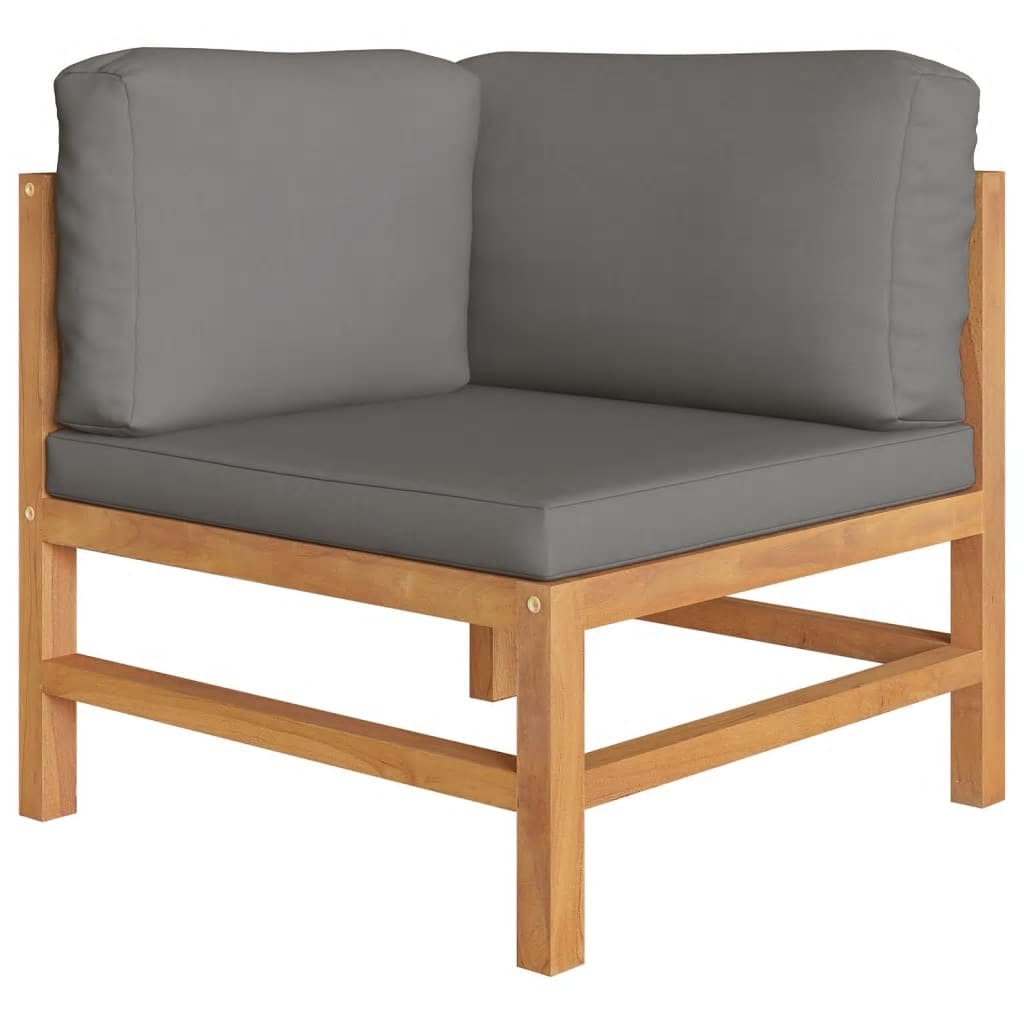 vidaXL 3-Sitzer-Gartensofa mit Grauen Kissen Massivholz Teak