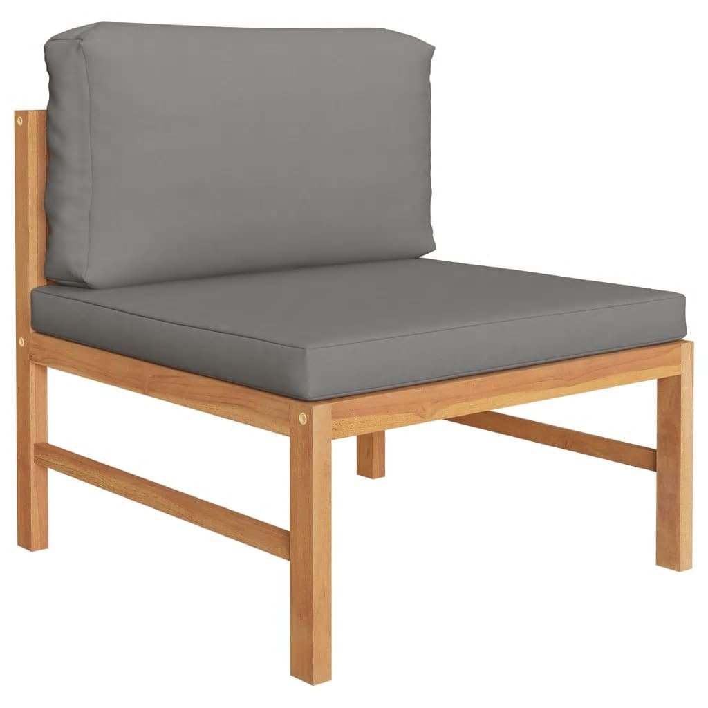 vidaXL 3-Sitzer-Gartensofa mit Grauen Kissen Massivholz Teak