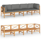 vidaXL 4-Sitzer-Gartensofa mit Grauen Kissen Massivholz Teak