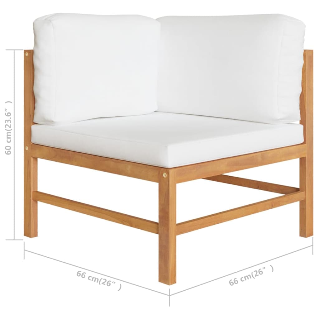vidaXL 9-tlg. Garten-Lounge-Set mit Creme Kissen Massivholz Teak