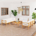 vidaXL 9-tlg. Garten-Lounge-Set mit Creme Kissen Massivholz Teak