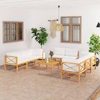 vidaXL 9-tlg. Garten-Lounge-Set mit Creme Kissen Massivholz Teak