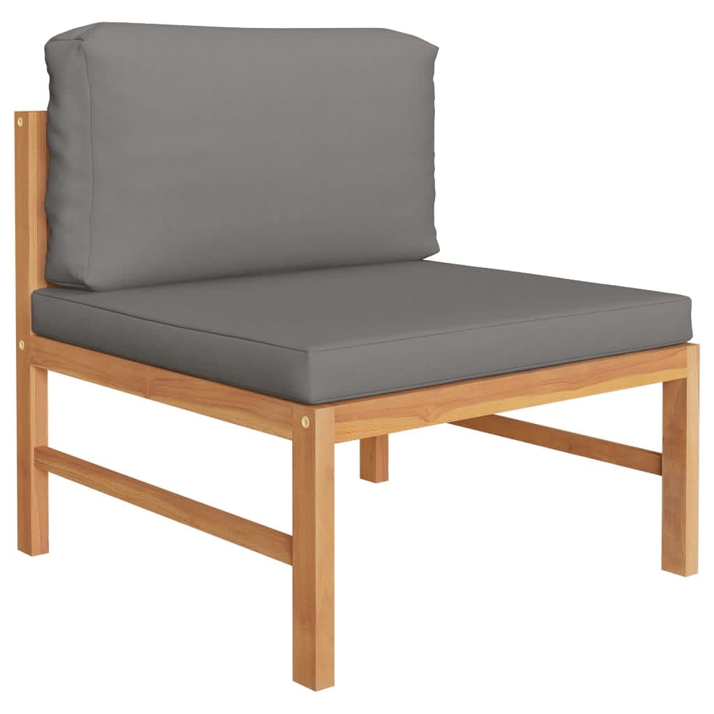 vidaXL 8-tlg. Garten-Lounge-Set mit Grauen Kissen Massivholz Teak