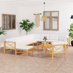 vidaXL 12-tlg. Garten-Lounge-Set mit Creme Kissen Massivholz Teak