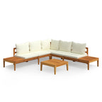 vidaXL 4-tlg. Garten-Lounge-Set mit Cremeweißen Kissen Akazienholz