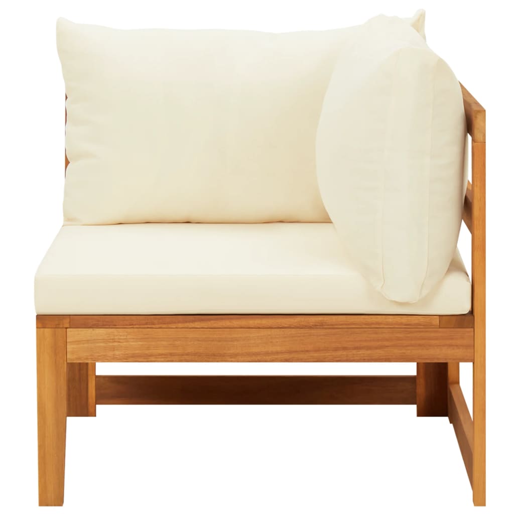 vidaXL 4-tlg. Garten-Lounge-Set mit Cremeweißen Kissen Akazienholz
