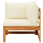 vidaXL 5-tlg. Garten-Lounge-Set mit Cremeweißen Kissen Akazienholz