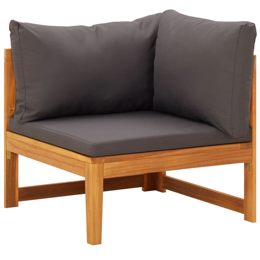 vidaXL 5-tlg. Garten-Lounge-Set mit Dunkelgrauen Kissen Akazienholz