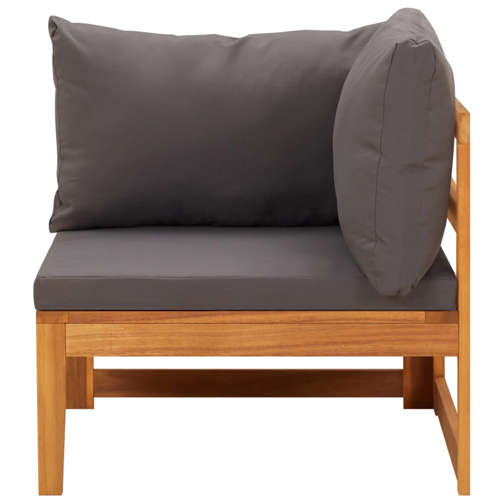 vidaXL 5-tlg. Garten-Lounge-Set mit Dunkelgrauen Kissen Akazienholz