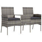vidaXL 2-Sitzer-Gartensofa mit Teetisch Poly Rattan Anthrazit