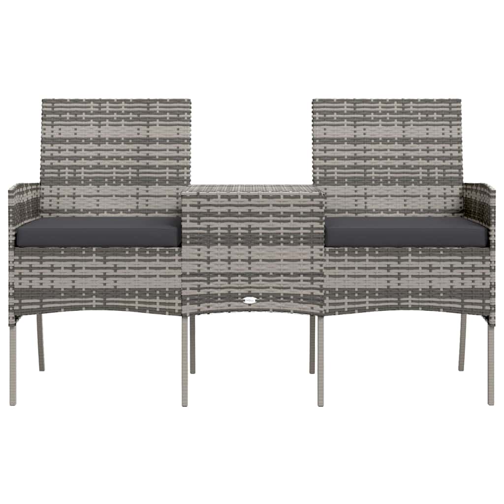 vidaXL 2-Sitzer-Gartensofa mit Teetisch Poly Rattan Anthrazit