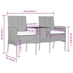vidaXL 2-Sitzer-Gartensofa mit Teetisch Poly Rattan Anthrazit