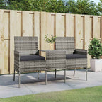 vidaXL 2-Sitzer-Gartensofa mit Teetisch Poly Rattan Anthrazit