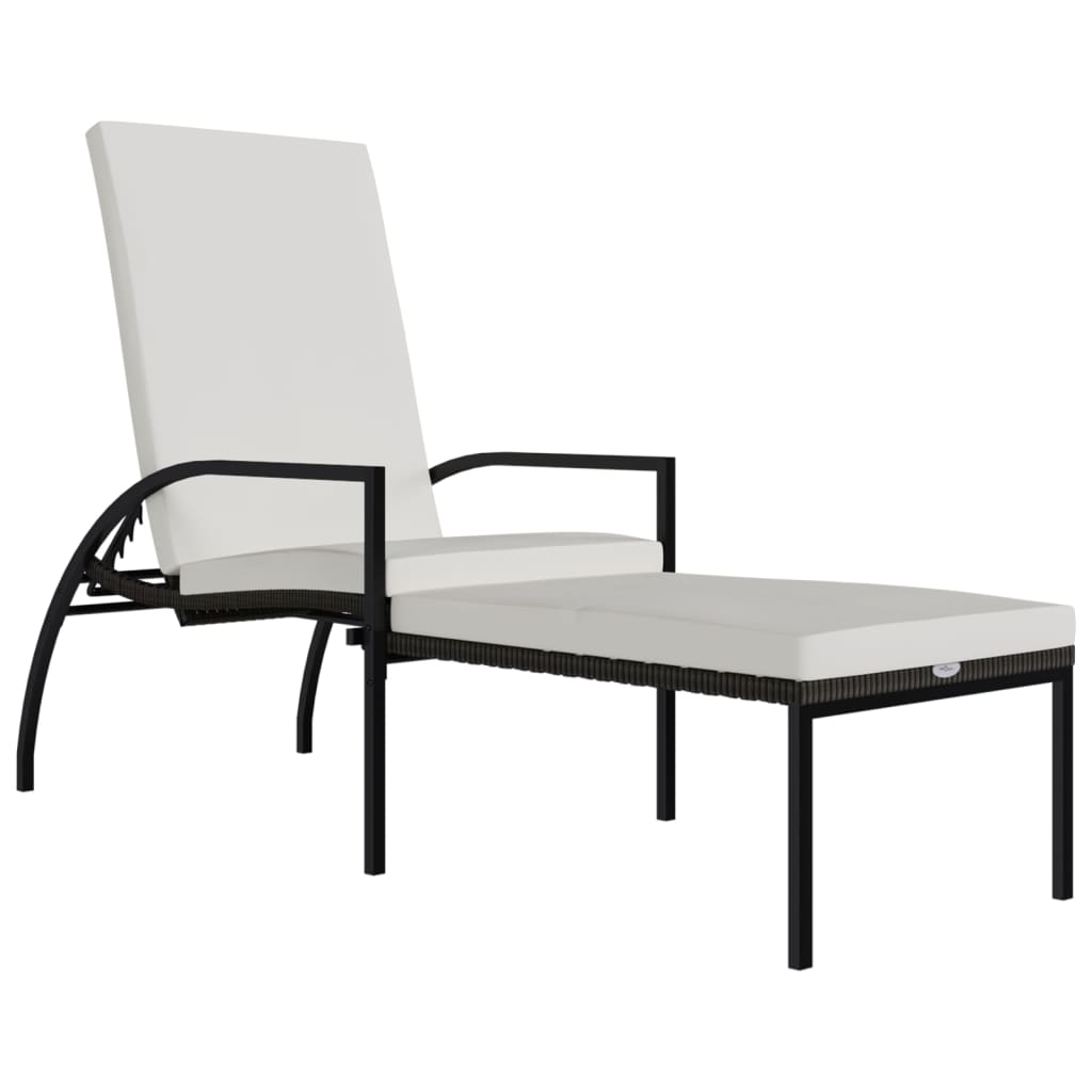 vidaXL Sonnenliege mit Fußhocker PE-Rattan Braun