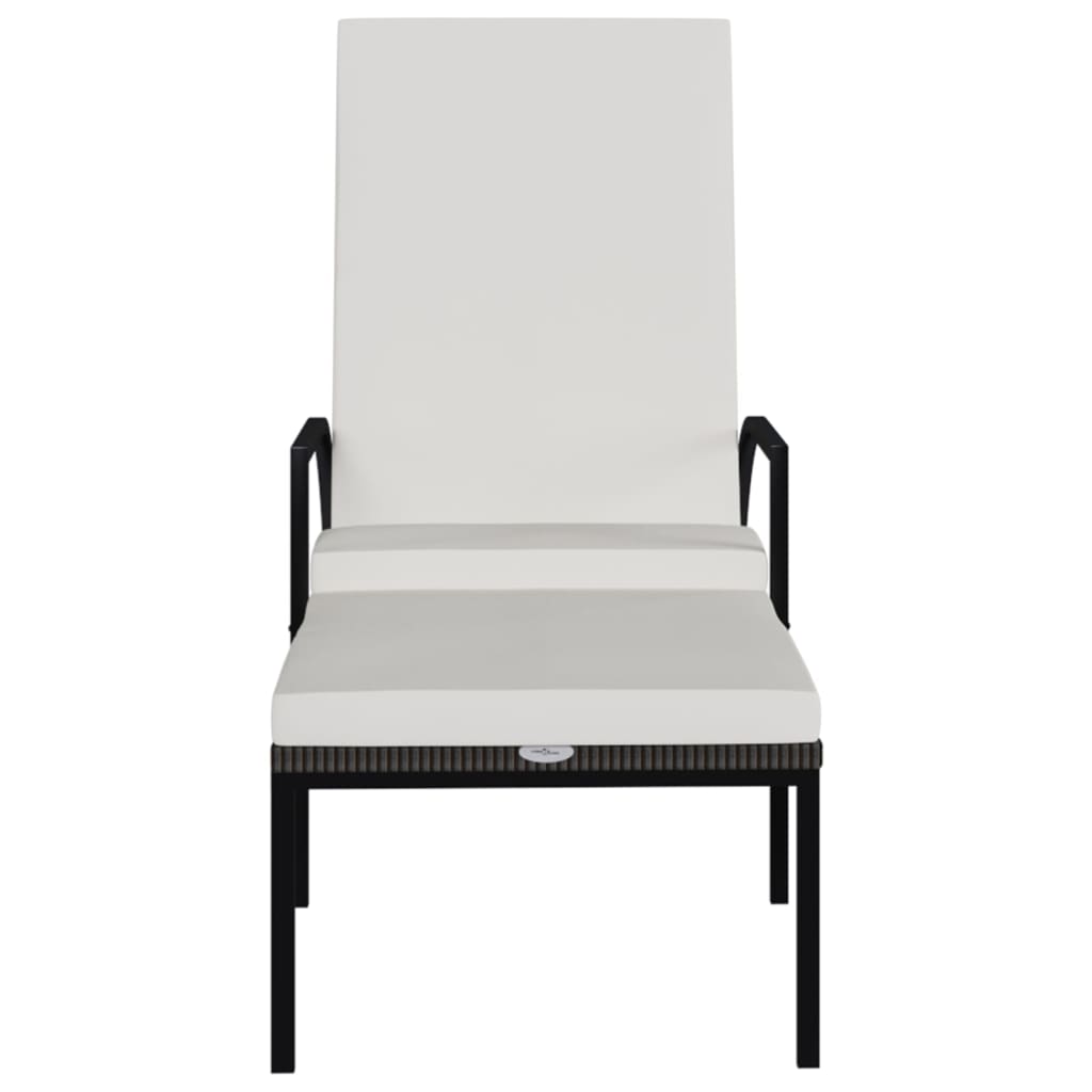 vidaXL Sonnenliege mit Fußhocker PE-Rattan Braun