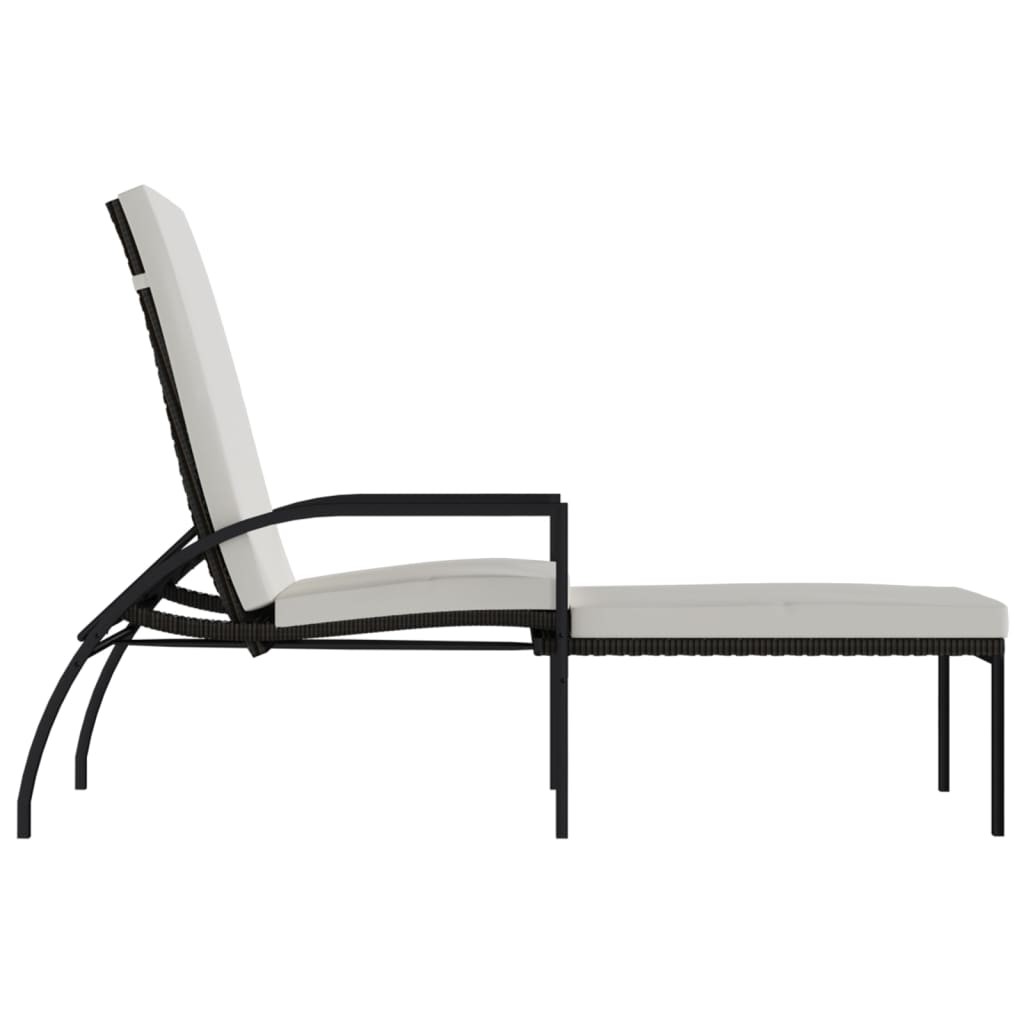 vidaXL Sonnenliege mit Fußhocker PE-Rattan Braun