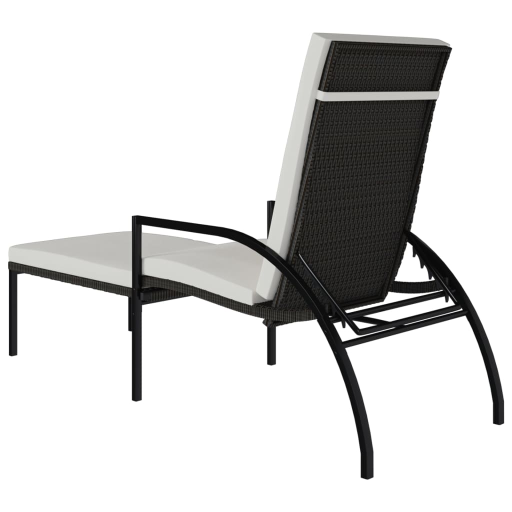vidaXL Sonnenliege mit Fußhocker PE-Rattan Braun