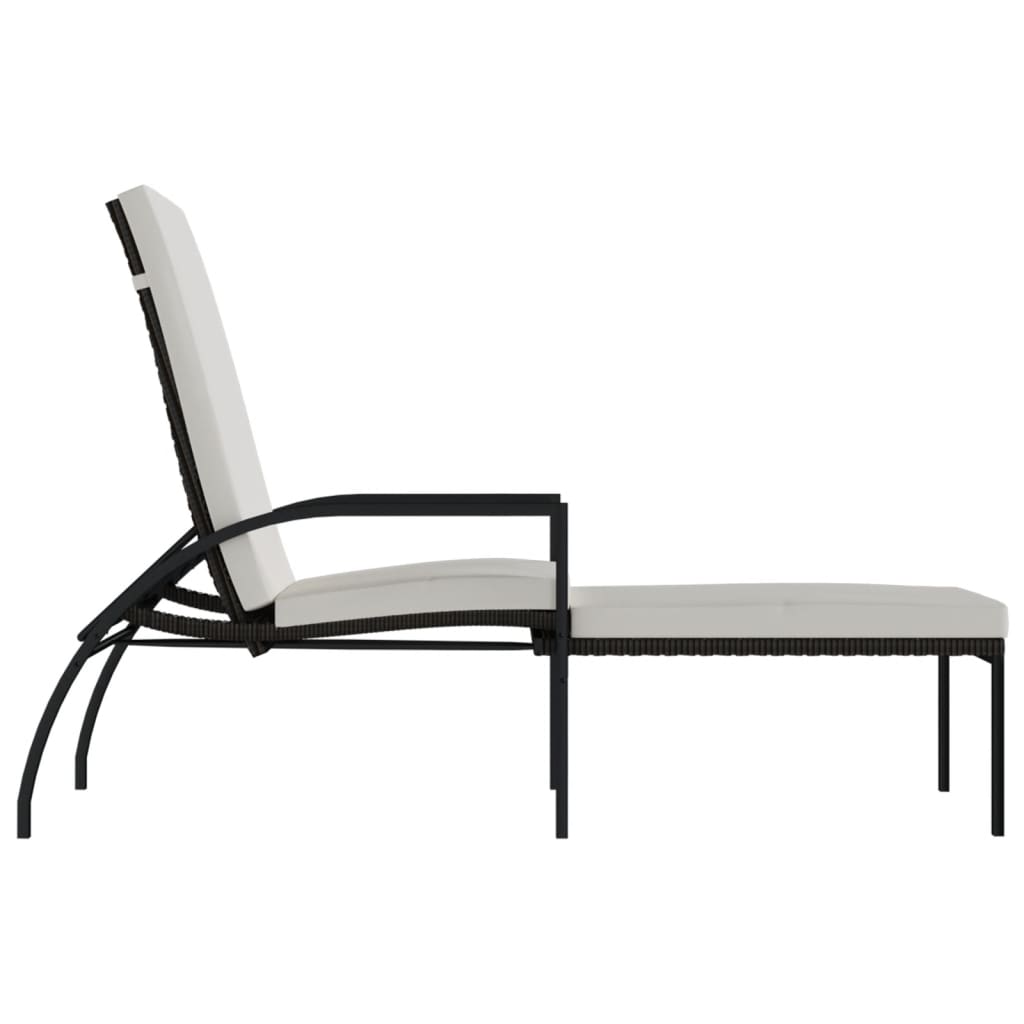 vidaXL Sonnenliegen 2 Stk. mit Fußhocker PE-Rattan Braun