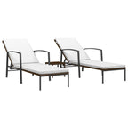 vidaXL Sonnenliegen 2 Stk. mit Tisch Poly Rattan Braun