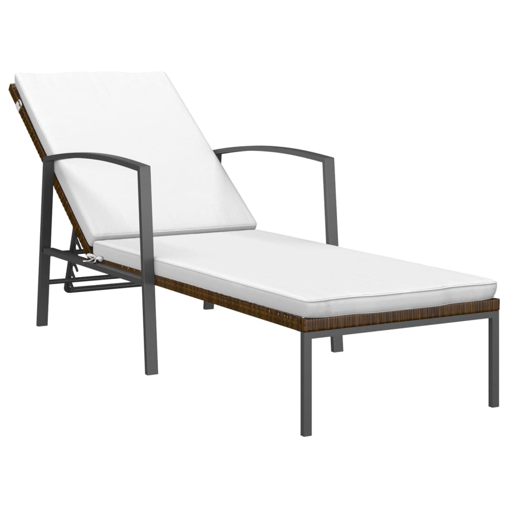 vidaXL Sonnenliegen 2 Stk. mit Tisch Poly Rattan Braun