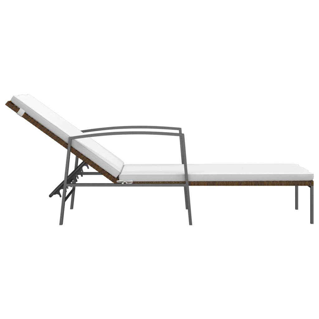 vidaXL Sonnenliegen 2 Stk. mit Tisch Poly Rattan Braun