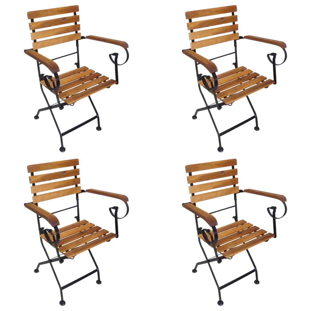 vidaXL Klappbare Gartenstühle 4 Stk. Stahl und Massivholz Akazie