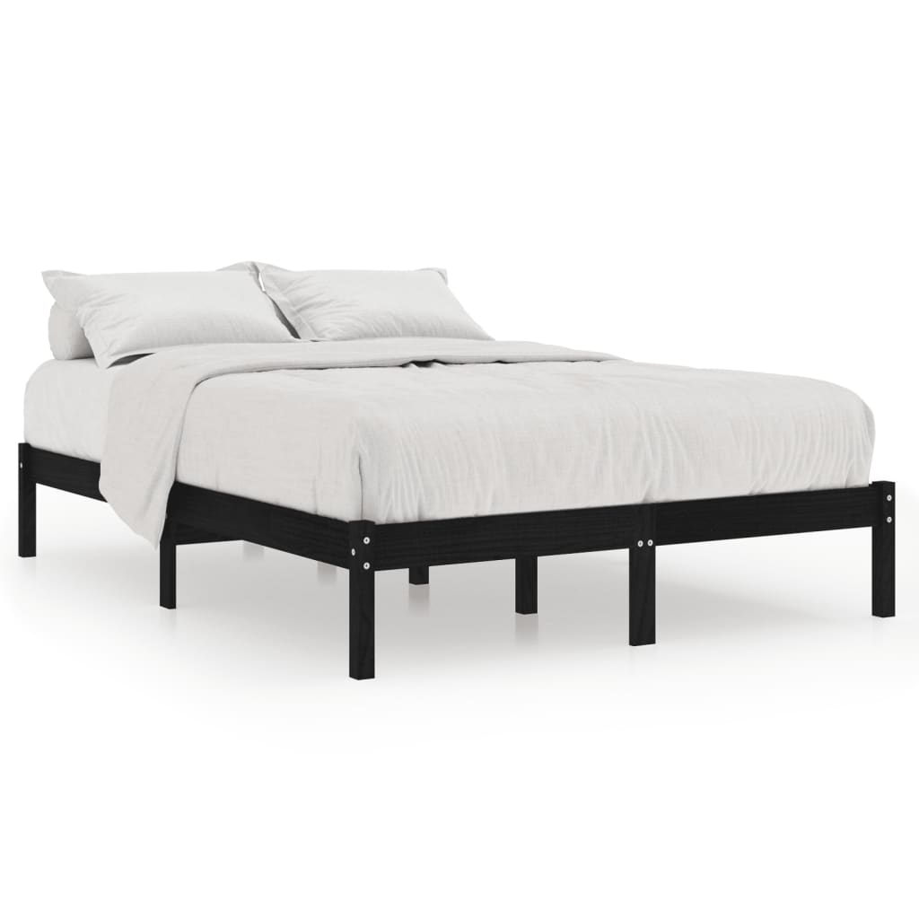vidaXL Massivholzbett Schwarz Kiefer 140x190 cm