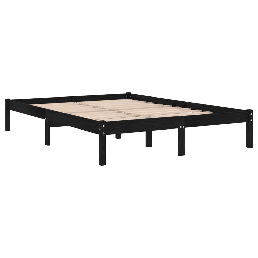 vidaXL Massivholzbett Schwarz Kiefer 140x190 cm