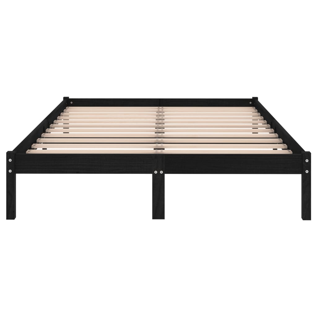 vidaXL Massivholzbett Schwarz Kiefer 140x190 cm