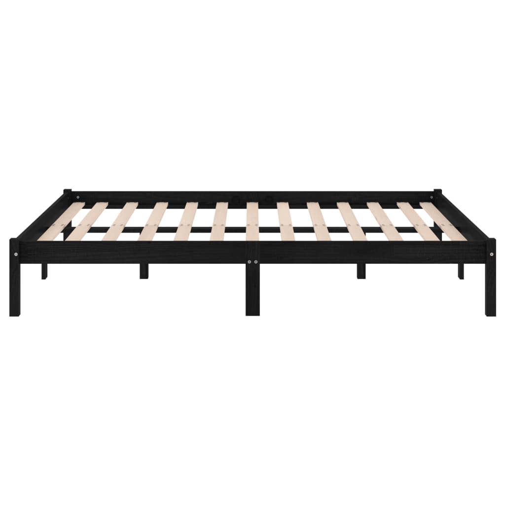 vidaXL Massivholzbett Schwarz Kiefer 140x190 cm