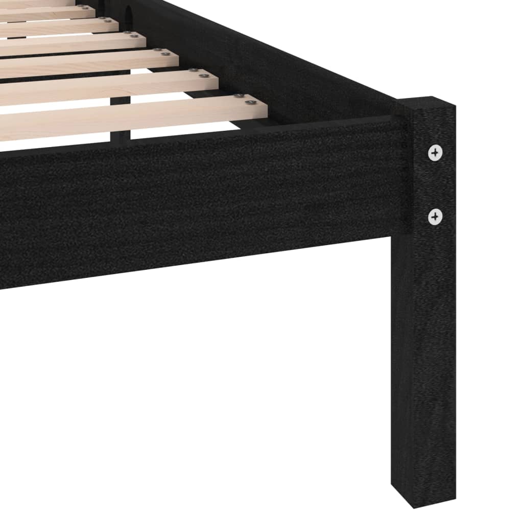 vidaXL Massivholzbett Schwarz Kiefer 140x190 cm