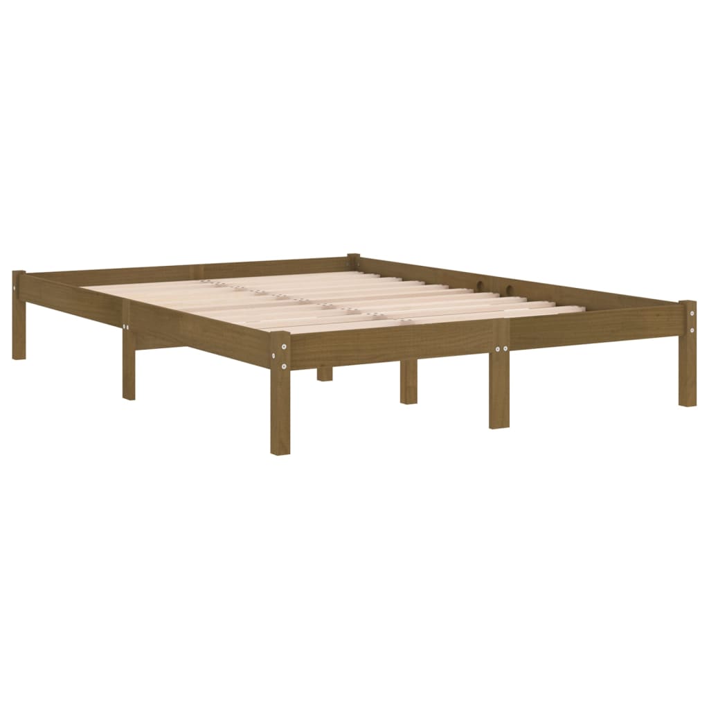 vidaXL Massivholzbett Honigbraun Kiefer 200x200 cm
