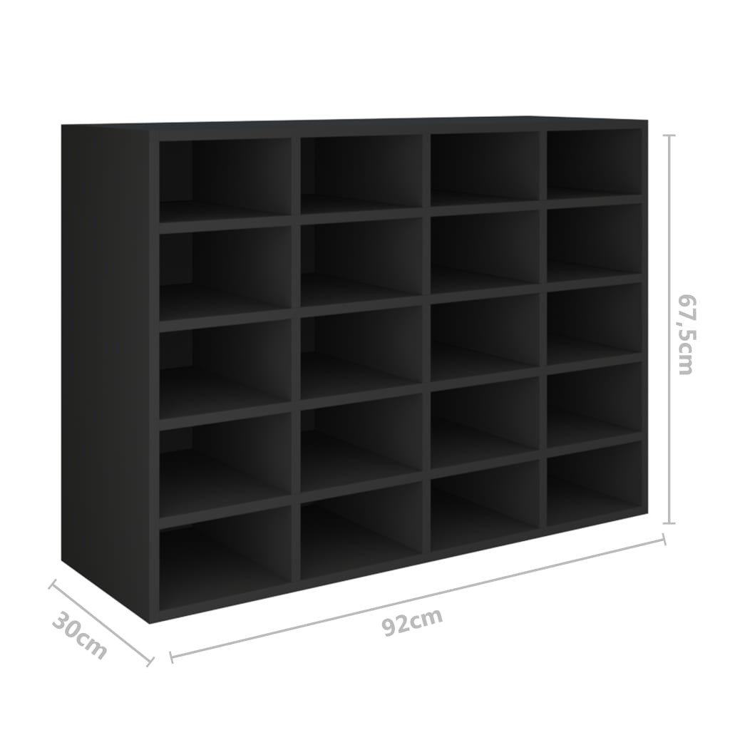 vidaXL Schuhregal Holzwerkstoff 92x30x67,5 cm Schwarz