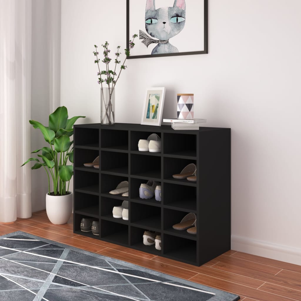 vidaXL Schuhregal Holzwerkstoff 92x30x67,5 cm Schwarz